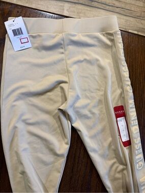 NWT- GUESS Cream Logo Tape Girls' Leggings